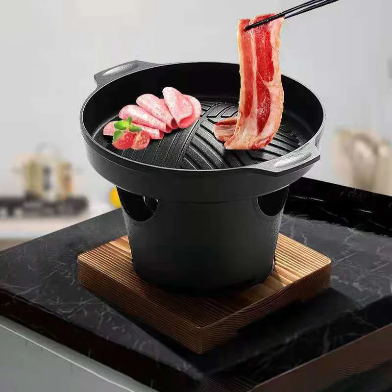 Mini barbekü ızgara japon alkol soba bir kişi pişirme fırını ev dumansız barbekü ızgara açık barbekü plaka kavurma et aracı