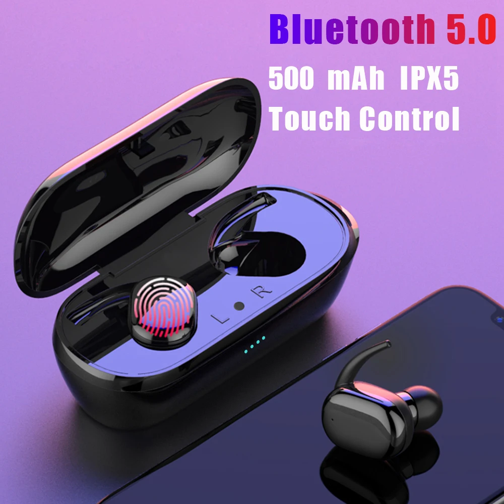 mini Dokunmatik kontrol kablosuz kulaklıklar Stereo açık su geçirmez Spor TWS bluetooth 5.0 mikrofonlu kulaklık Smartphone için