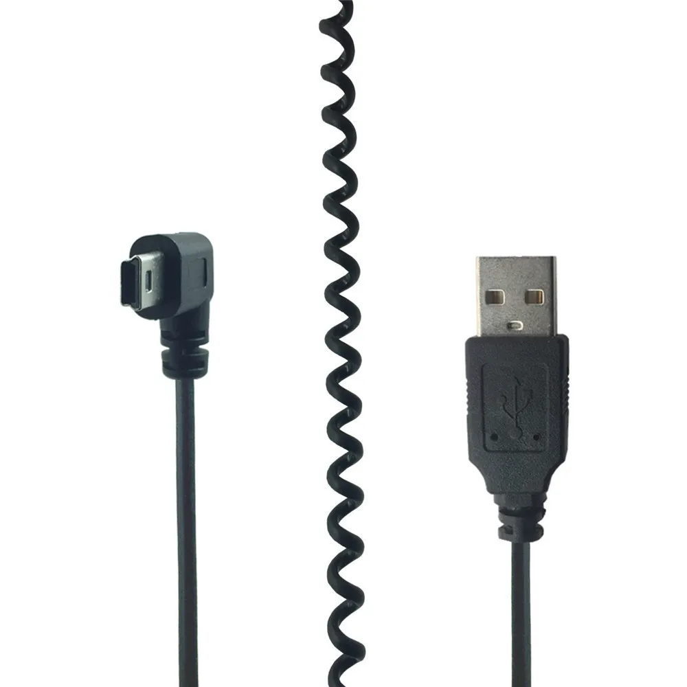mini usb kablosu USB Tip-A Mini 5Pin Sağ Açı Şarj bahar Kablosu GPS Navigator için 0.5 m-1.2 m