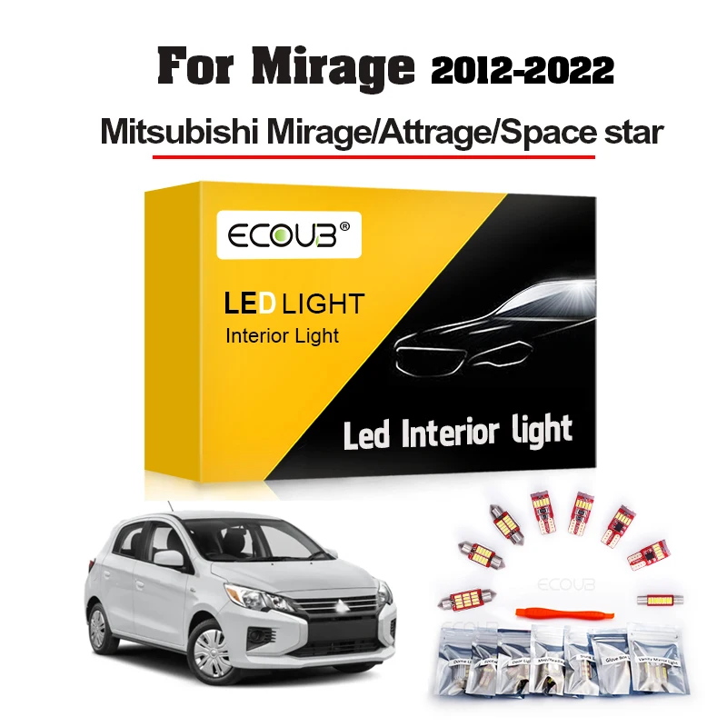 Mitsubishi Mirage Attrage Uzay yıldızı için 7P LED iç ışık kiti 2012- 2018 2019 2020 2021 2022 Kubbe Gövde plaka lambası