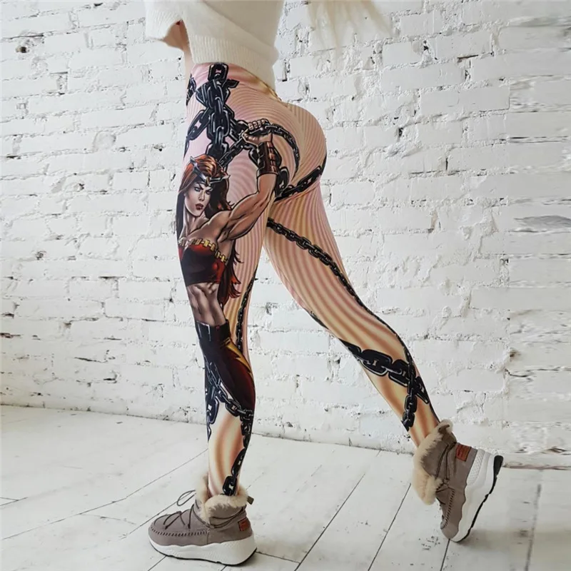 Moda Kahraman 3D Baskılı Tayt Kadınlar Push Up Spor Yoga Pantolon Spor Ince Jeggings Yüksek Elastik Egzersiz Spor Koşu Pantolon