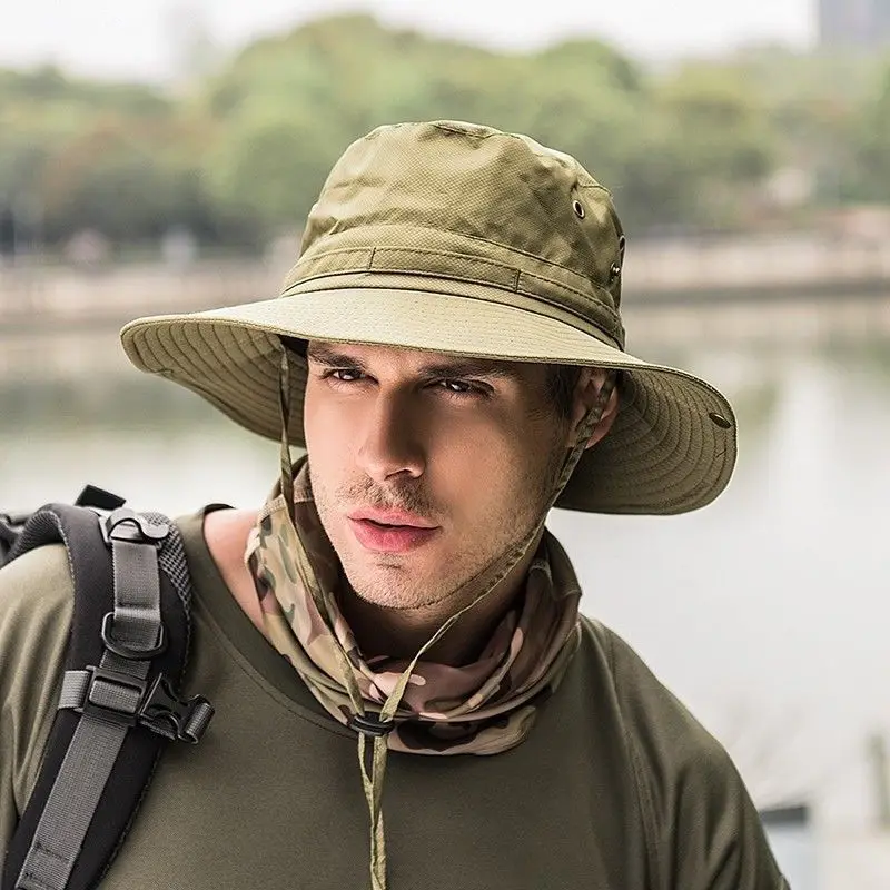 Moda Kova Şapka Boonie Şapka Kap Balıkçılık Avcılık Ağız Safari Yaz Erkekler güneş şapkası Balıkçı Şapka