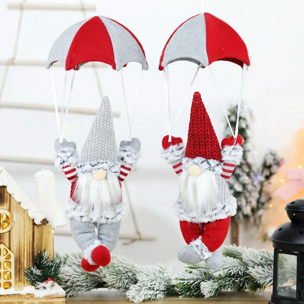 Noel Meçhul Gnome Santa Skydiving Noel Baba Paraşüt Noel Ağacı Asılı Süsleme Bebek Ev kolye Dekor Parti Kaynağı