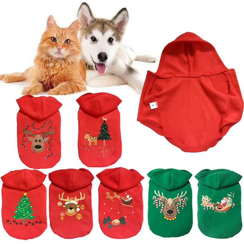 Noel Pet Kazak Hoodies İle Sevimli Köpek Giysileri Sıcak Giyim Kediler Kazak Köpekler Pet Giyim Pet Malzemeleri Köpek Aksesuarı