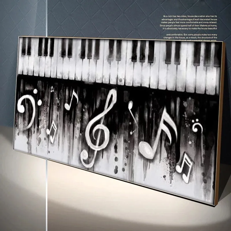 Noir Piyano Tuval Boyama Müzik Aletleri Poster Baskı Modern Soyut Duvar sanat resmi Müzik Sınıfı Dekorasyon için