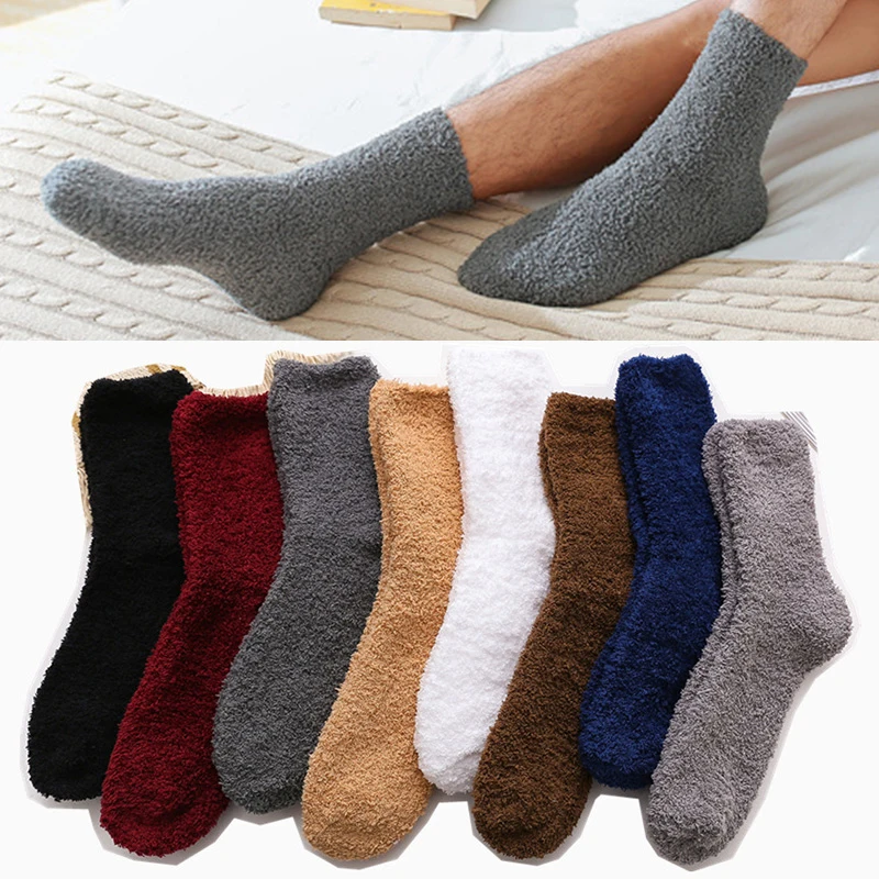 Orta Tüp Çorap Kabarık Yatak Çorap Kat Çorap Erkekler Rahat Kalın Kapalı Kış sıcak Mercan Kadife Ev Kalınlaşma ev çorabı