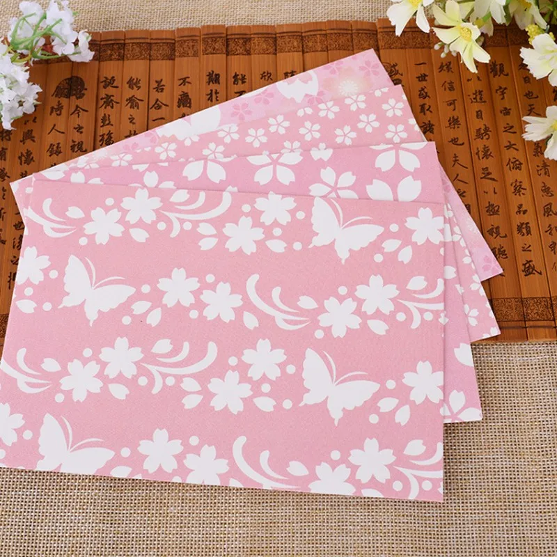paket başına 10 adet Kağıt Zarflar Tebrik Kartı Pembe Güzel çiçek Sakura Mektup Hediye Zarf