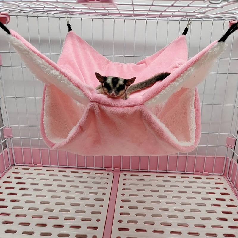 Peluş Hamster Hamak Çift katmanlı Kalınlaşmak Sıcak Uyku Tulumu Yuva Asılı Kafes