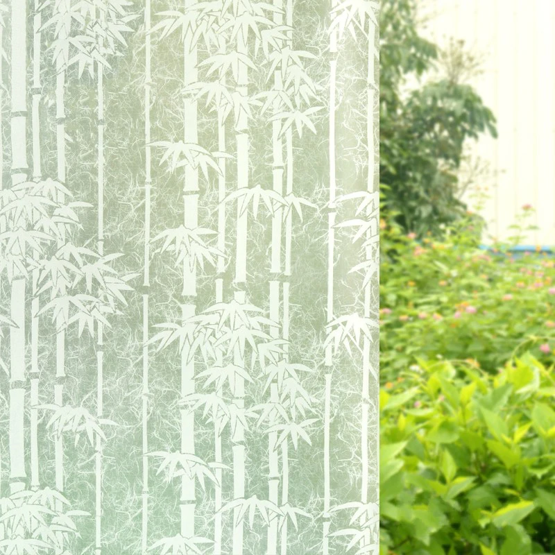 Pencere Kapağı Kendinden Yapışkanlı Beyaz Bambu Anti-UV Dayanıklı Lekeli Özel Dekoratif Cam Folyo Ev Ofis Restoran Mağaza