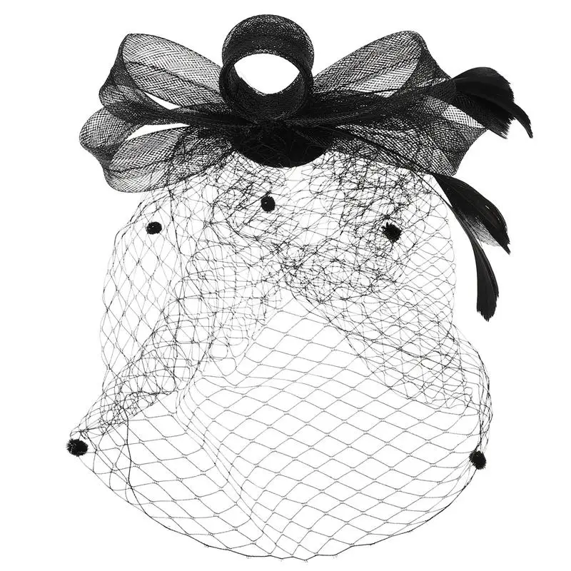 Peçe şapka saç bandı Çay Fascinator Parti Siyah Fascinators Örgü Şapkalar Kuş Kafesi Düğün Veils Yüz Vintage Sineklik 1920S İlmek