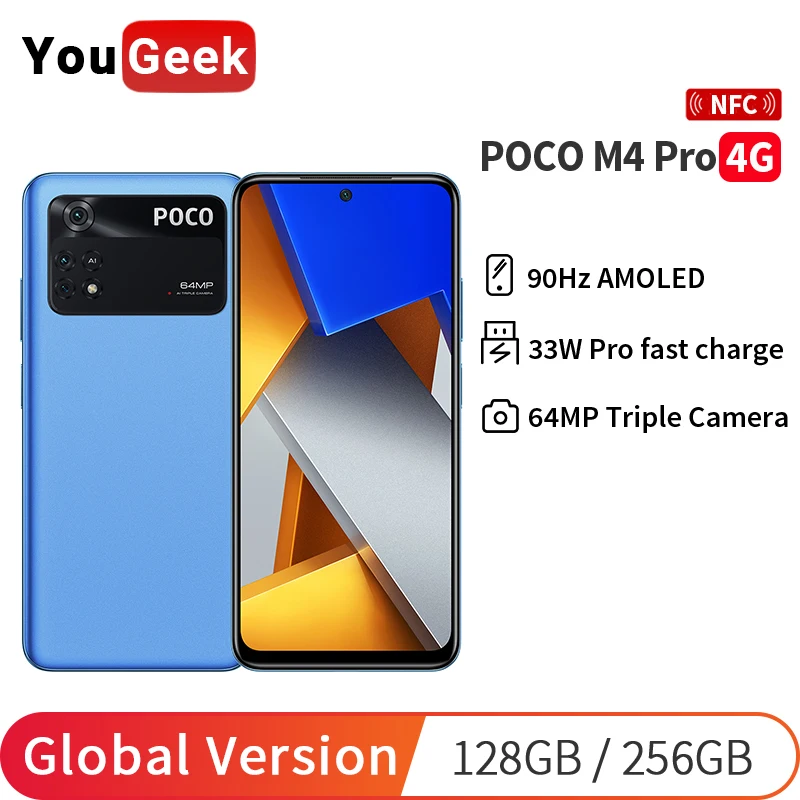 POCO M4 Pro 6GB 128GB/8GB 256GB Küresel Sürüm AMOLED Ekran Helio G96 64MP Kamera Hızlı Şarj NFC Cep Telefonu Çift Hoparlörler