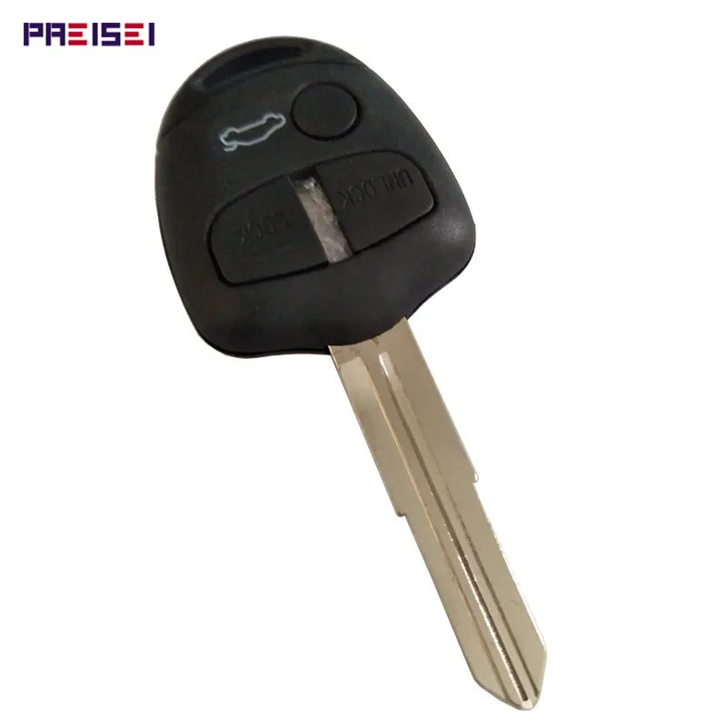 PREISEI 3 Düğme Araba Uzaktan Anahtar Kabuk Fob Değiştirmeleri Mitsubishi Anahtar Sağ Oluk Bıçak