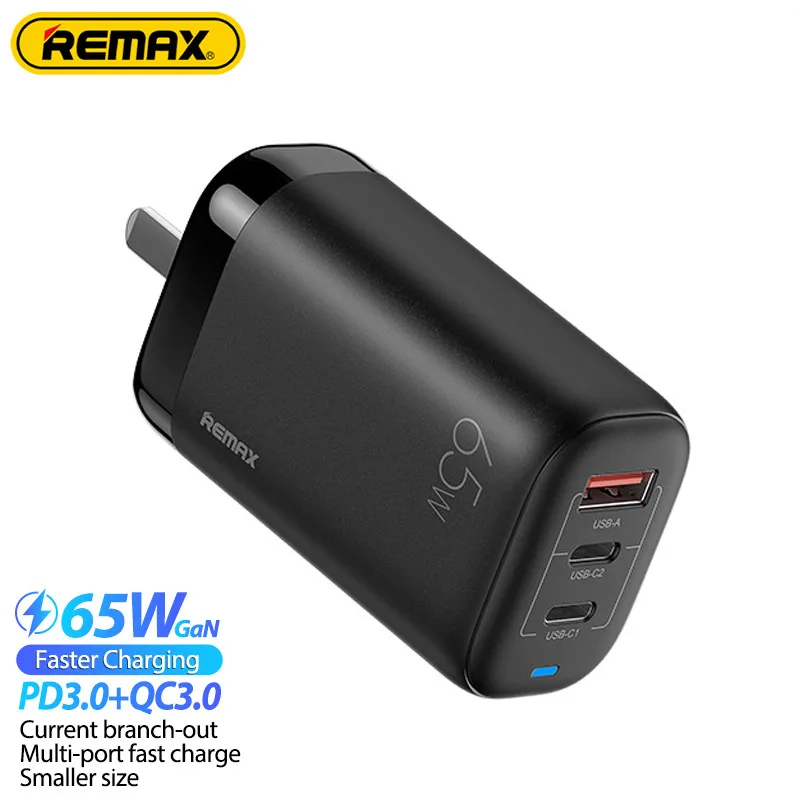 Remax Mini 65 W Gan Hızlı Şarj 1A2C Çıkış iPhone / Samsung / Xiaomi / Mac / iPad / Tablet / Dizüstü PD + QC