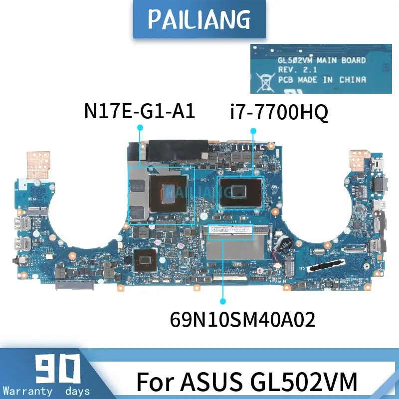 REV: 2.1 For ASUS GL502VM REV:2.1 SR32Q ı7-7700HQ N17E-G1-A1 Anakart Laptop anakart DDR3 test TAMAM