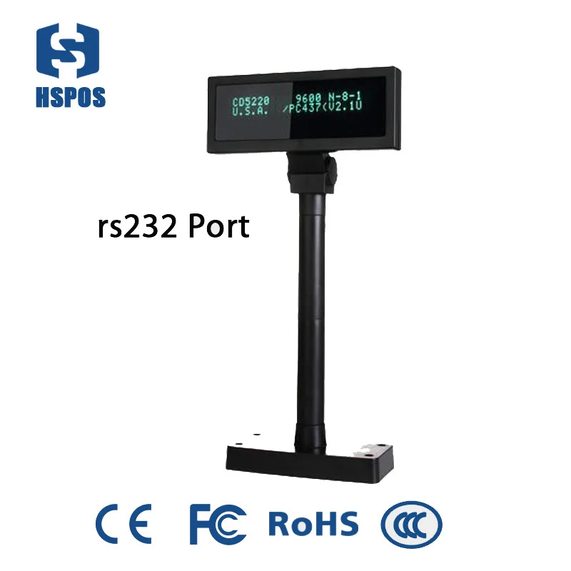 RS232 arayüzü 20*2 VFD Kutuplu müşteri ekranı süpermarkette pos sistemi için yaygın olarak kullanılan,hipermarket HS-VFD2012s