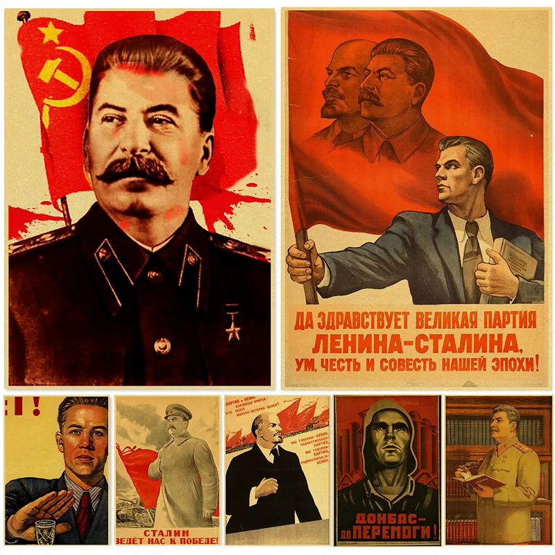 Rus Lenin Joseph Stalin Kraft Kağıt Portre Posterler CCCP SSCB Vintage Posterler Sanat Boyama Baskılar Duvar Sticker Odası