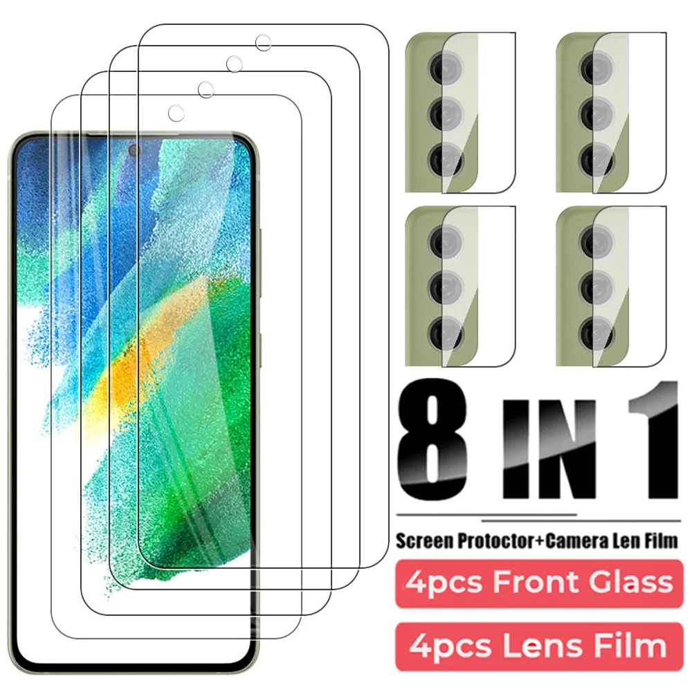 Samsung Galaxy S21 FE 5G 8in1 HD Ekran Temperli Cam Samsung kılıfı S21FE S20 FE 4G Kamera Lens koruyucu film Kapak