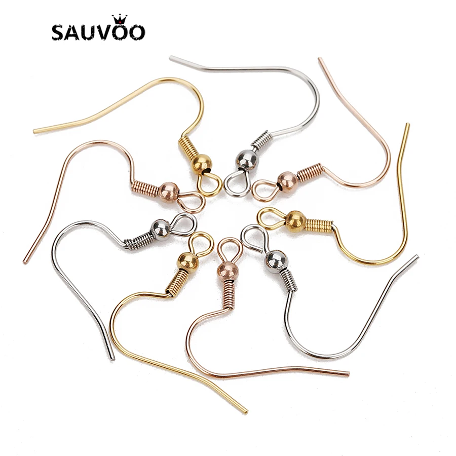 SAUVOO 3 Renkler 20 adet 20x20mm Paslanmaz Çelik Kulak Telleri Kanca Bahar ve Top Küpe Bulguları Aksesuarları Takı Yapımı