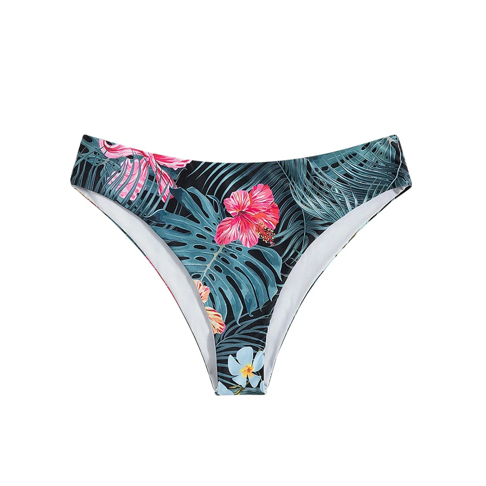 Seksi Swimshorts Kadınlar Çiçek Baskı Arsız Monokini Mayo Ön Bikini Altları Dantelli Yüzme Banyo Pantolon Nefes Şort