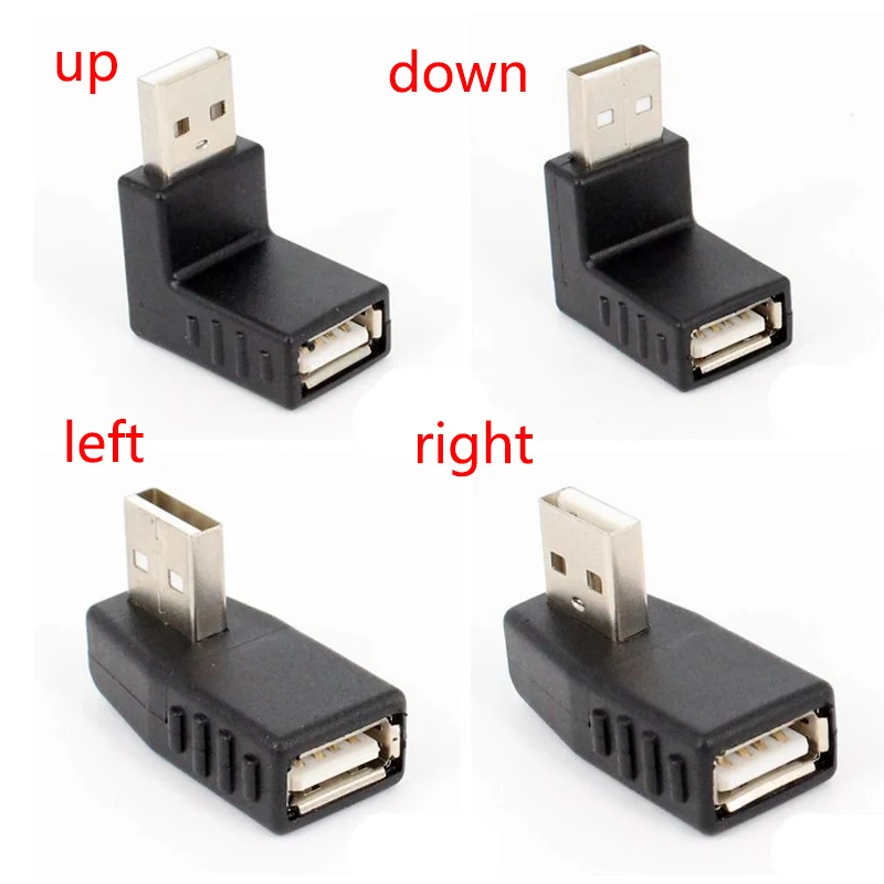 Siyah / Mavi 90 Derece Dikey Sol Sağ Yukarı Aşağı Açılı USB 3.0 2.0 Erkek A Dişi M / F Adaptör Konnektör Dönüştürücü