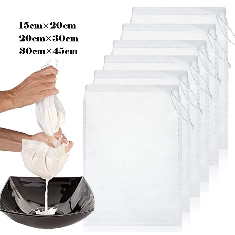 Soya Sütü filtre torbası Yeniden Kullanılabilir İnce Örgü gıda filtre torbası Suyu Kahve Soya Sütü İpli filtre torbası Ev Mutfak Gıda Süzgeç