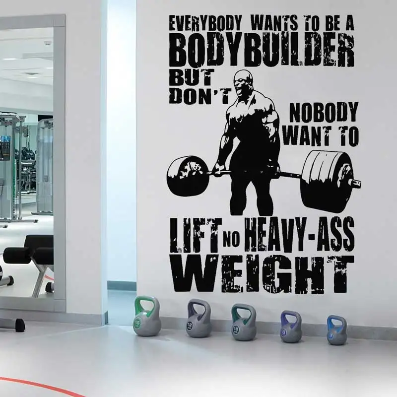 Spor Salonu Duvar Çıkartması Herkes Olmak İstiyor Vücut Geliştirmeci Egzersiz Atlet Spor İlham Sloganı vinil yapışkan Hediye Spor Salonu Duvar Dekoru