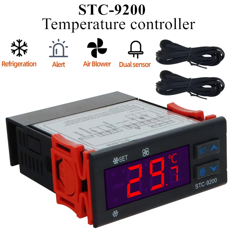 STC-9200 Mikrobilgisayar sıcaklık kontrol cihazı Termostat Regülatörü Termoregülatör soğutma defrost fan alarm fonksiyonu