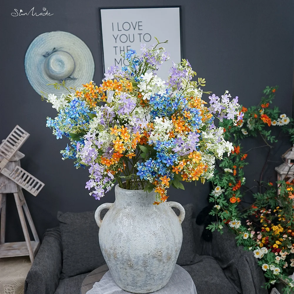 SunMade Uzun Kök Gece Koku Mavi Flores Yapay Çiçekler Ev Dekorasyonumuzu Çiçek Düzenleme Accessaries Düğün Buket