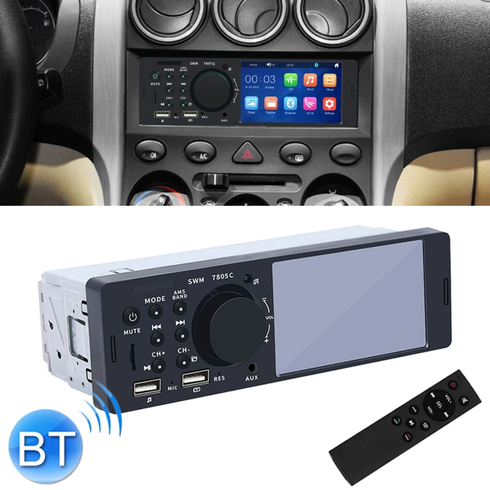 SWM-7805C 4.1 inç Dokunmatik Ekran Evrensel Araba Radyo Alıcısı MP5 Çalar, destek FM ve Bluetooth ve TF Kart Uzaktan Kumanda ile