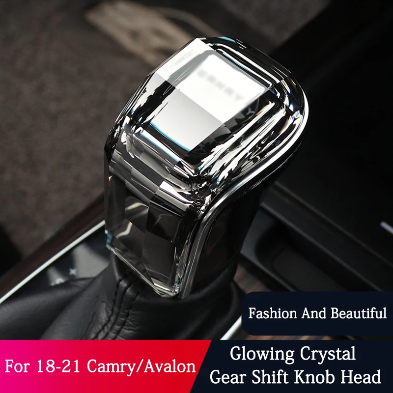 TAJİAN kristal vites topuzu kafa ışık parlayan kolu kafa koruyucu kapak araba Trim aksesuarları 18-22 Camry / Avalon