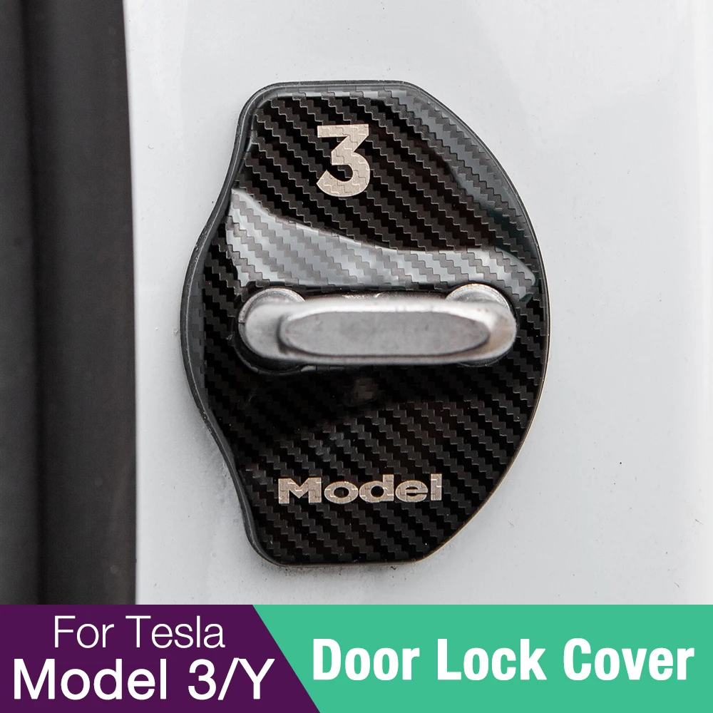 Tesla Modeli 3 Model Y 2022 Araba Kapı Kilidi Toka Kapağı Model3Y Paslanmaz Çelik kapı Kilidi Koruyucu Modifikasyon Aksesuarları