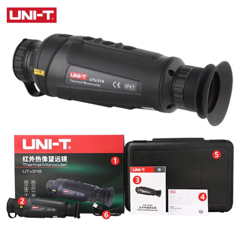 UNI - T UTX318 Avcılık termal kamera Monoküler Teleskop Görüş Kızılötesi Gece Görüş Kapsamı IR Çözünürlük 384x288 Piksel 50Hz 1200M