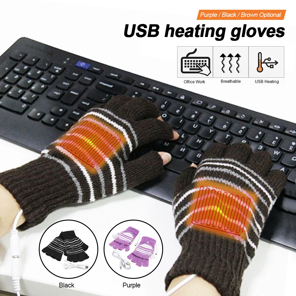 USB ısıtmalı eldiven Kış termal el ısıtıcı elektrikli ısıtma eldiven Kapalı ofis Bisiklet bisiklet eldiven güvenlik 5V