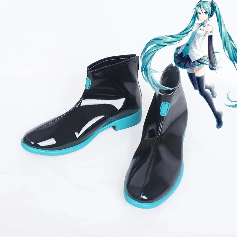 Vocaloid Miku Cosplay Ayakkabı Kostüm Japonya Midi Acemi Gelecek Miku Cosplay Kadın Erkek Topuklu Çizmeler