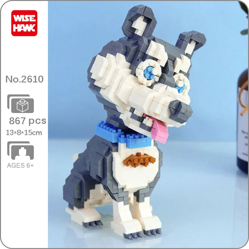 Weagle 2610 Hayvan Dünya Sibirya Husky Köpek Kemik Pet Bebek Modeli DIY Mini Elmas Blokları Tuğla Yapı Oyuncak Çocuklar için hiçbir Kutu
