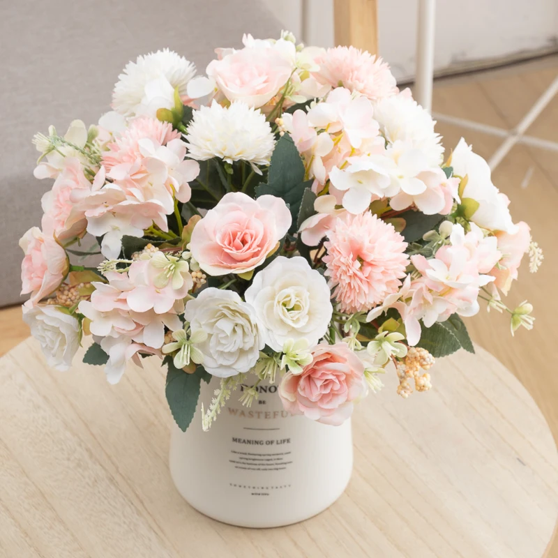 Yapay çiçekler Romantik Gül Papatya Düğün Ev Dekorasyon Sonbahar Yüksek Kaliteli İpek Buket Sahte Çiçek DIY Düzenleme Toplu