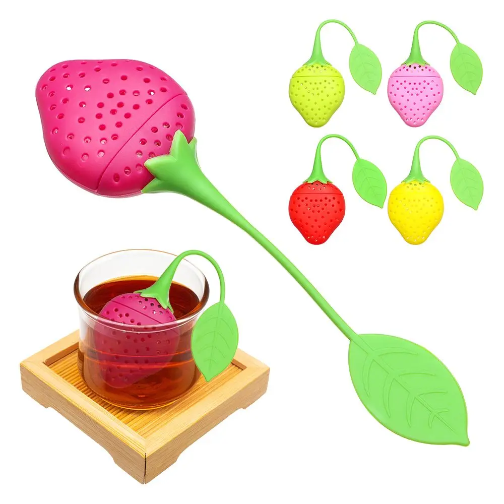 Yaratıcı çilek silikon çay demlik çay poşeti su ısıtıcısı çay yaprağı süzgeç çay topu tutucu bitkisel Spice filtre çay demlik aracı