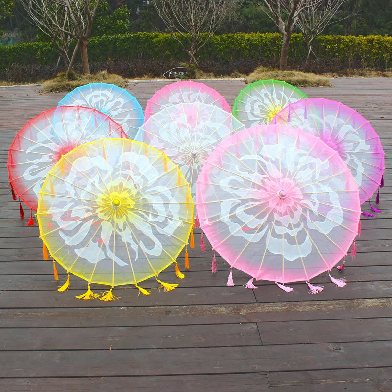 Yasemin Çiçeği Dans Sahne Şemsiye Cosplay Klasik Cheongsam Gösterisi Şemsiye Şeffaf İpek Şemsiye Zanaat Paraguas