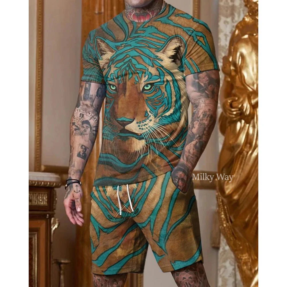 Yaz erkek Eşofman 2 Parça T-Shirt şort takımı Moda Kıyafet Spor koşu elbisesi Erkek Casual Streetwear Boy Giyim
