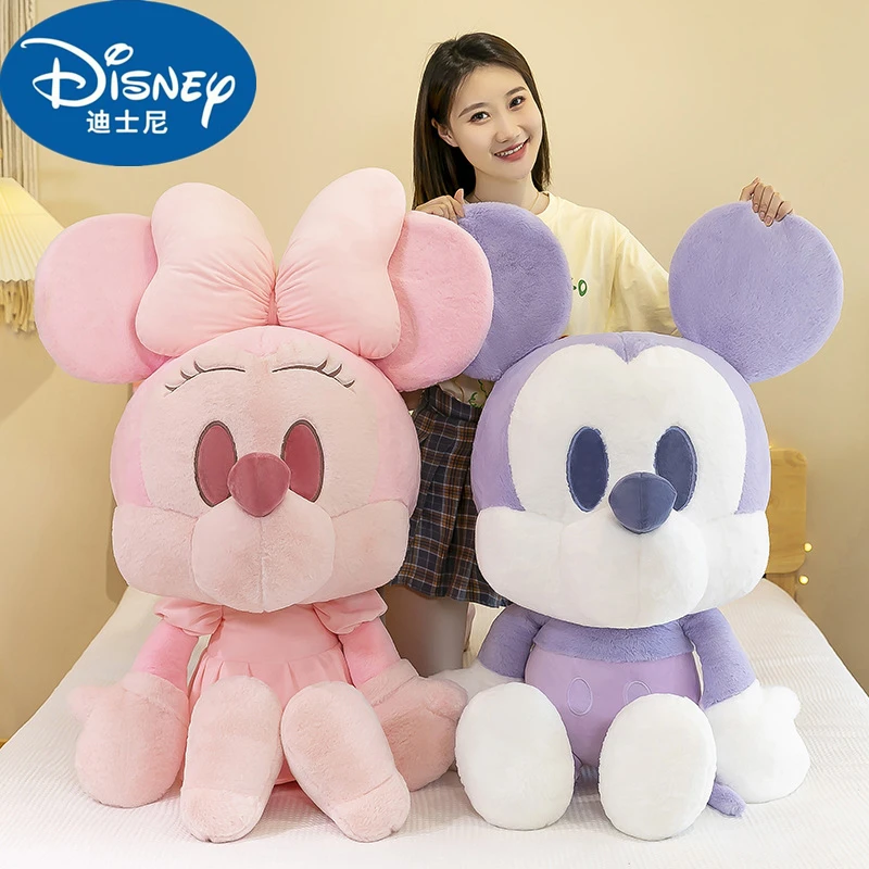 Yeni Disney Büyük Boy Mickey Mouse Minnie Dolması peluş oyuncak Anime Karikatür Yumuşak Bebek Odası Dekor Yastık Oyuncaklar Kız noel hediyesi