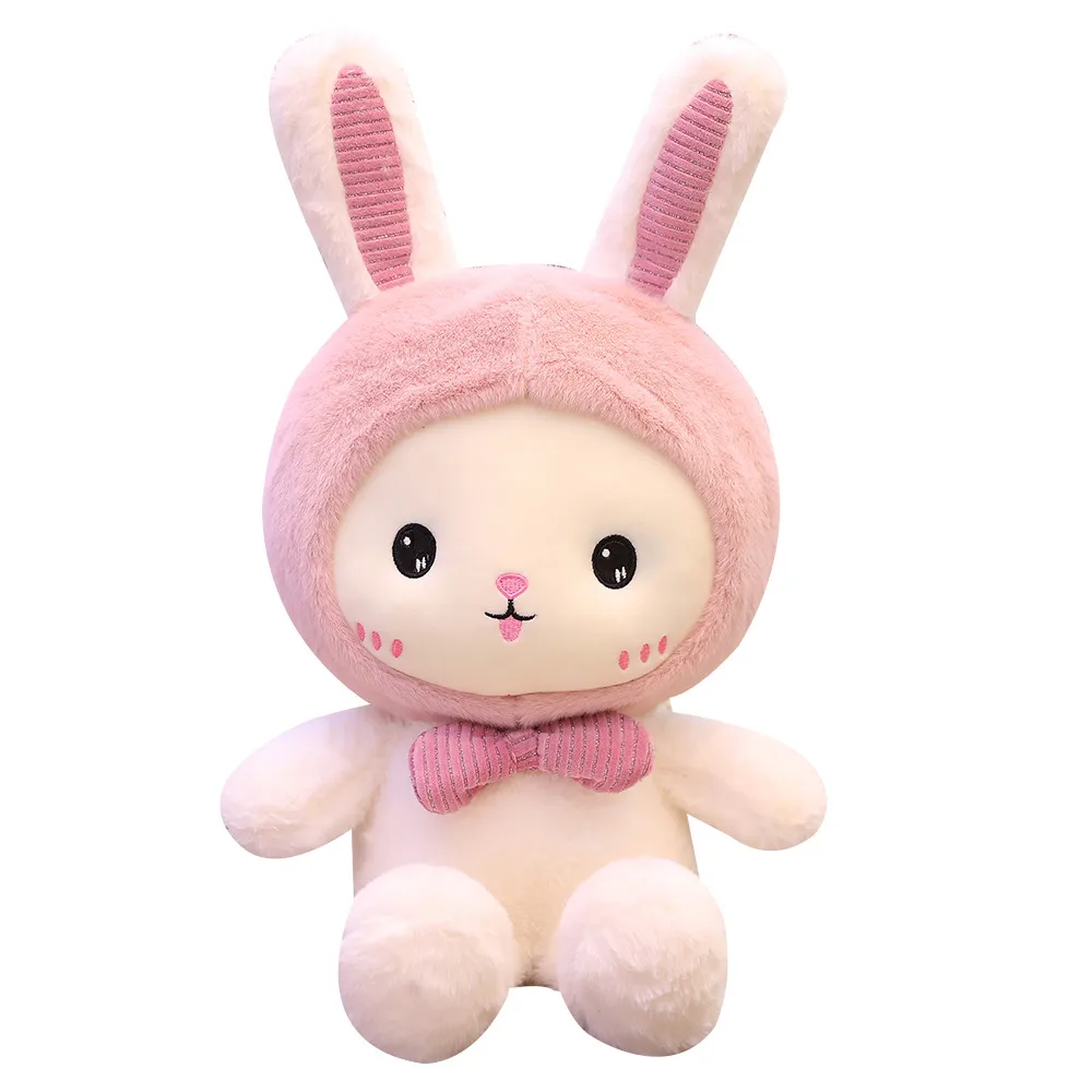 Yeni Huggable 1 adet 25-60cm Süper Kawaii Tavşan peluş oyuncaklar Sevimli Köpekbalığı Ayı Dolması Yumuşak Eşlik Yastık çocuklar için doğum günü hediyesi Bebek