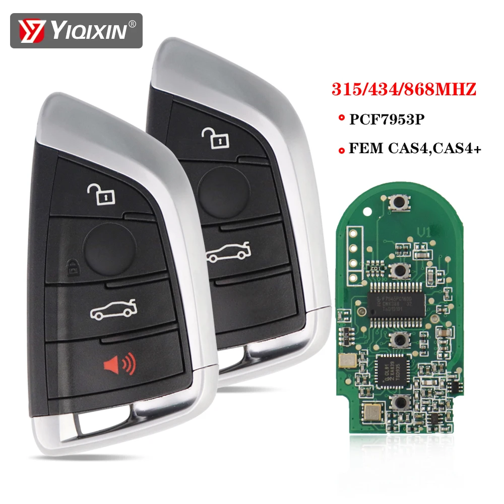 YIQIXIN 3/4 Düğme Akıllı Uzaktan Araba Anahtarı Fob BMW F 5 CAS1 2 3 4 6 7X5X6 2011-2017 FSK 315 434 868MHz PCF7953P CAS4 CAS4+