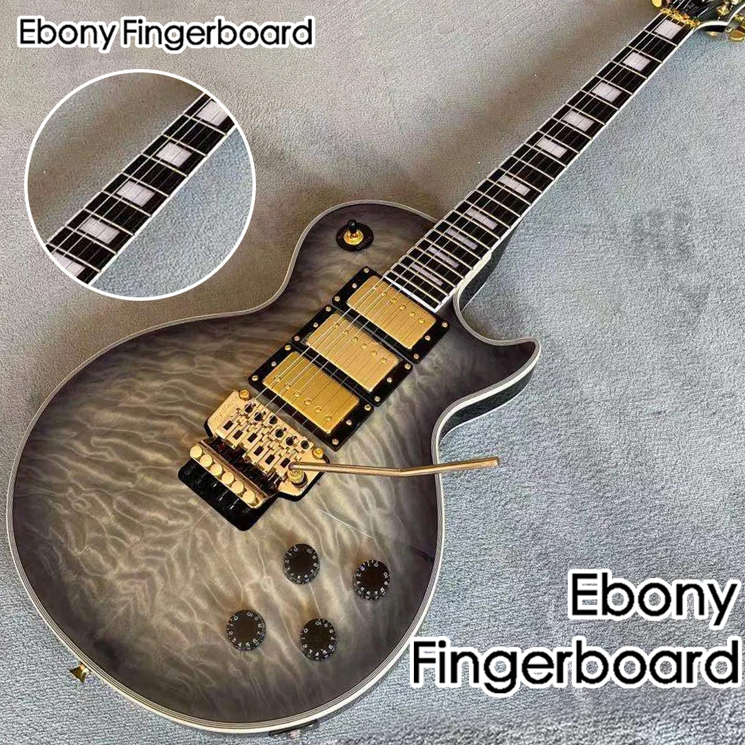 Özel Elektro Gitar Floyd Rose köprüsü ve Abanoz klavye El Yapımı 6 sokmaları Maun gövde gitaar