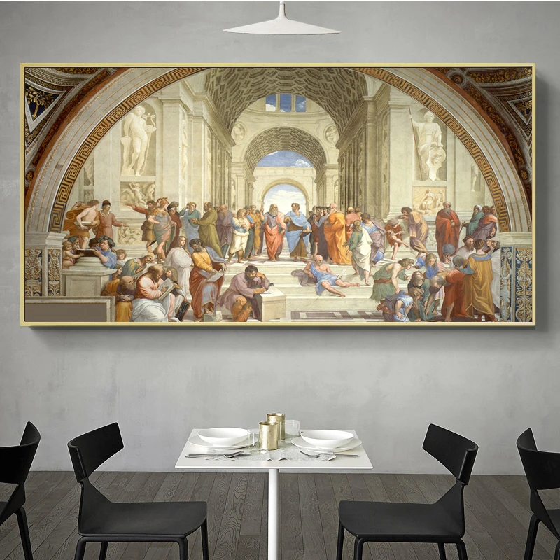 Ünlü Resim Raphael Atina Akademisi Boyama Baskılar Posteri HD Resimler Tuval üzerine Basılmış Ev Odası Dekor için Kullanılan Duvar Sanatı