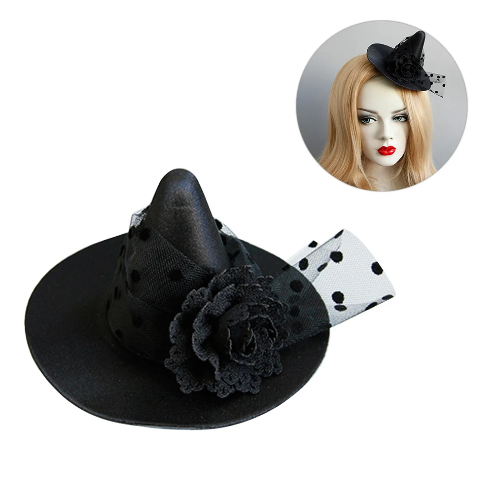 Şapka Cadı Saç Tokası Parti Siyah Mini Şapkalar Masquerade Küçük Cosplay Kostüm Fascinator Klipleri Flowerwizard Örgü Headdress Kap