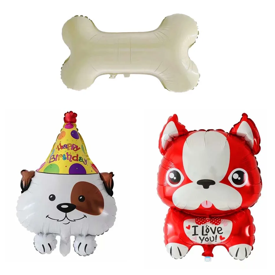 1 Adet Bulldog Köpek Kemikleri Folyo Balonlar Seni Seviyorum Bebek Köpek Hava Globo çocuk Doğum Günü Partisi Bebek Duş Süslemeleri çocuk oyuncağı Hediye