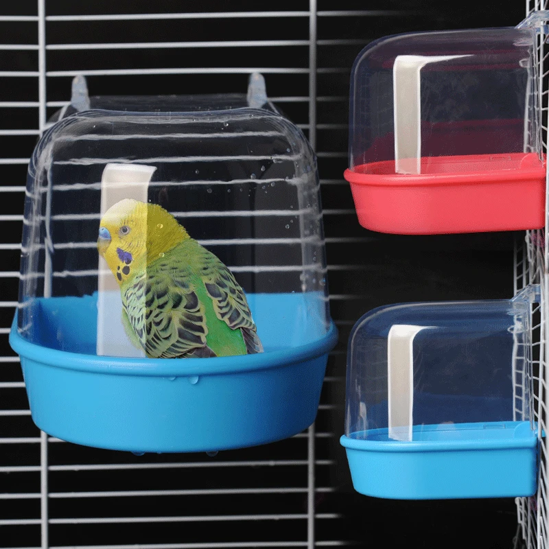 1 Adet Plastik Kuş Su Banyosu Kutusu Küvet Duş Kutusu Kasa Papağan Parakeet Finch evcil hayvan kafesi Asılı Kase Birdbath Kuş Malzemeleri