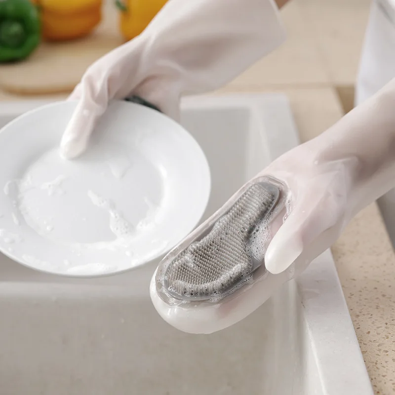 1 Çift Bulaşık Yıkama temizlik eldiveni Sihirli Silikon Kauçuk Bulaşık yıkama eldiveni Ev Scrubber Mutfak Temiz Aracı Fırçalayın