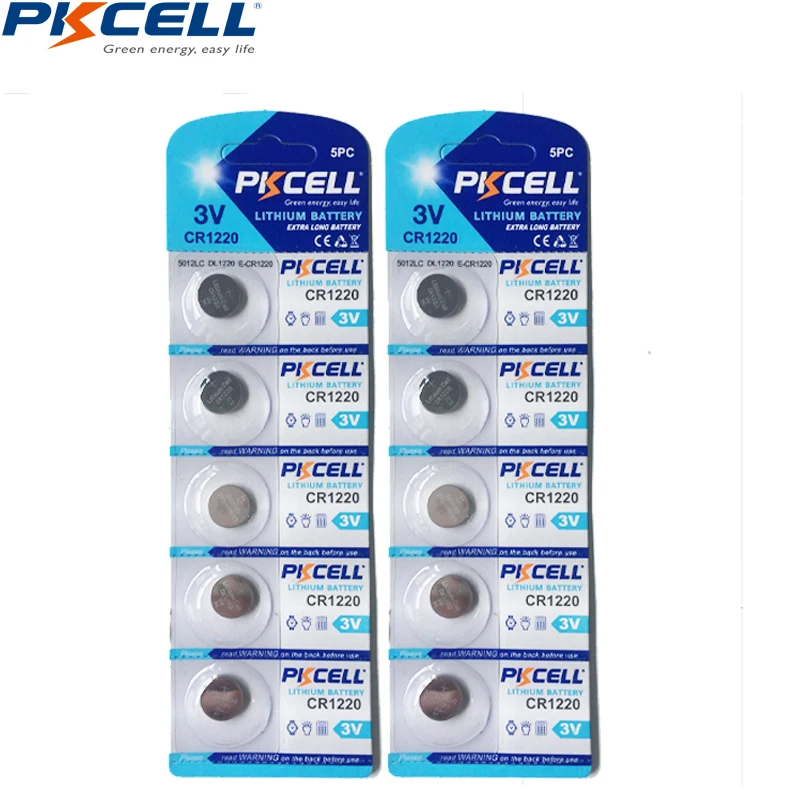 10 Adet PKCELL 3V Pil Lityum CR1220 DL1220 LM1220 ECR1220 1220 Düğme Düğme Pil