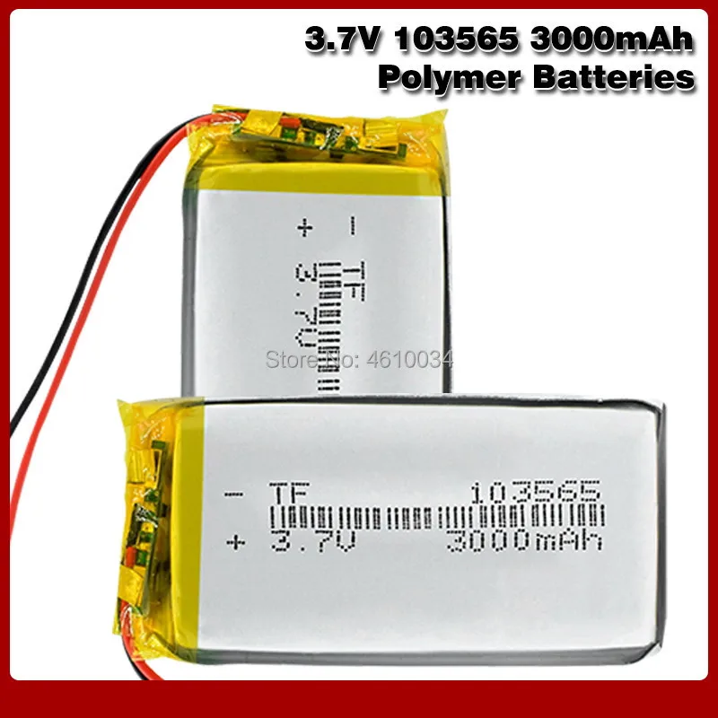 103565 3.7 V lityum polimer pil 3000 mah DIY mobil güç şarj hazinesi pil İçin DVD GPS PSP Kamera E-kitap